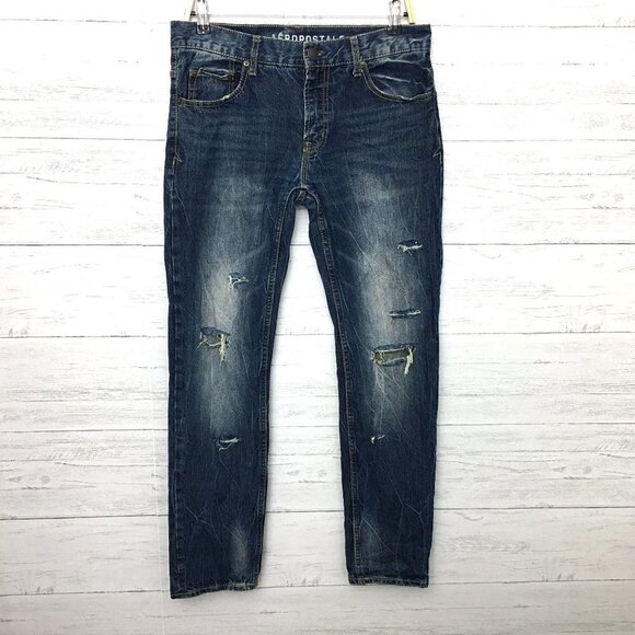 Aeropostale Men's size 32 x 32 Jeans Skinny Distressed Straight Leg - Picture 1 of 10